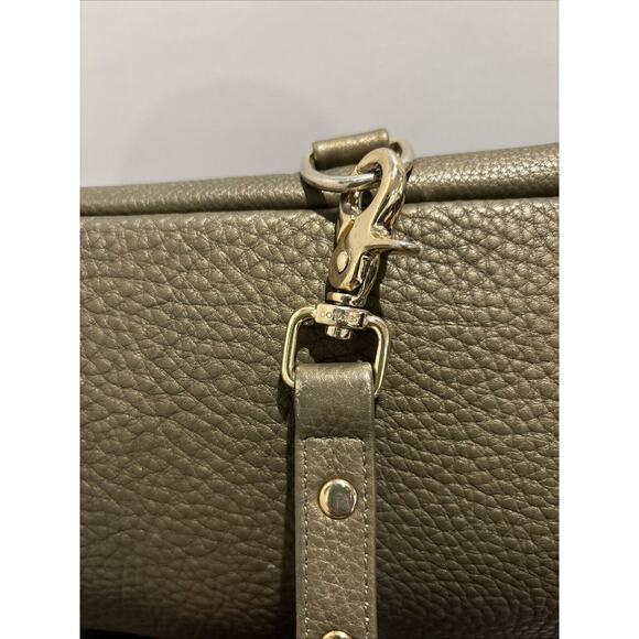 BOTKIER Trigger XL Satchel BIG Shoulder Bag Gold Metallic LEATHER Preowned READ - Picture 9 of 16